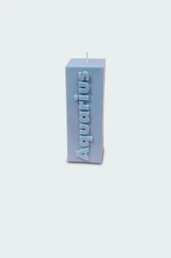 AQUARIUS ZODIAC BLOCK PILLAR CANDLE - Bougie | Bleu*FLAMINGO CANDLES New