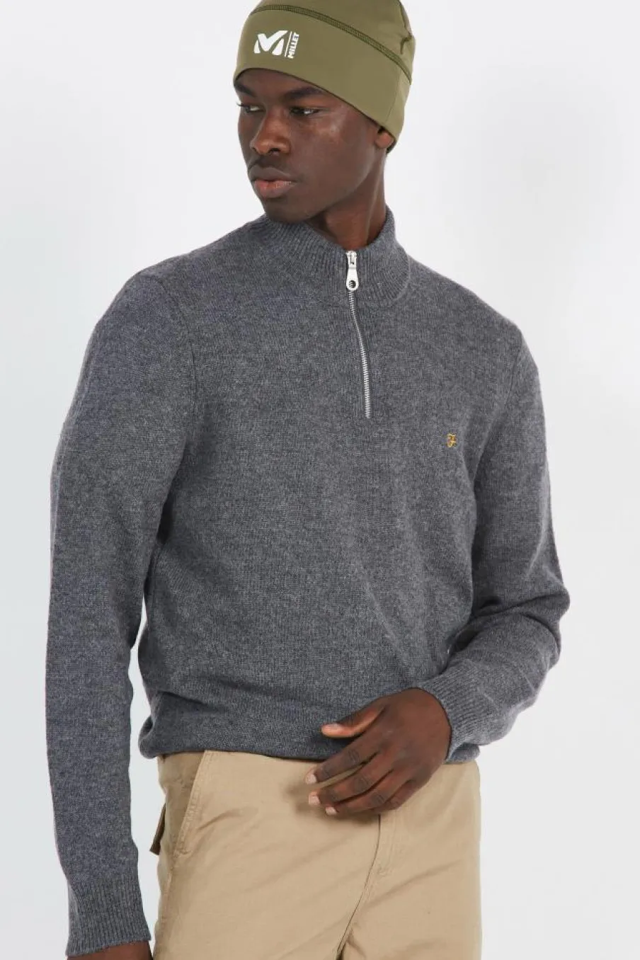 BIRCHALL1/4 ZIP - Pull | Gris*FARAH Discount