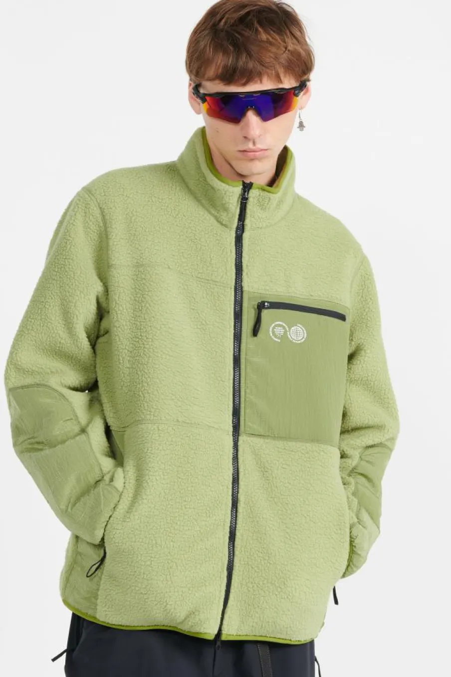 BORG ZIP FLEE - Polaire | Kaki*PURPLE MOUNTAIN OBSERVATORY Outlet