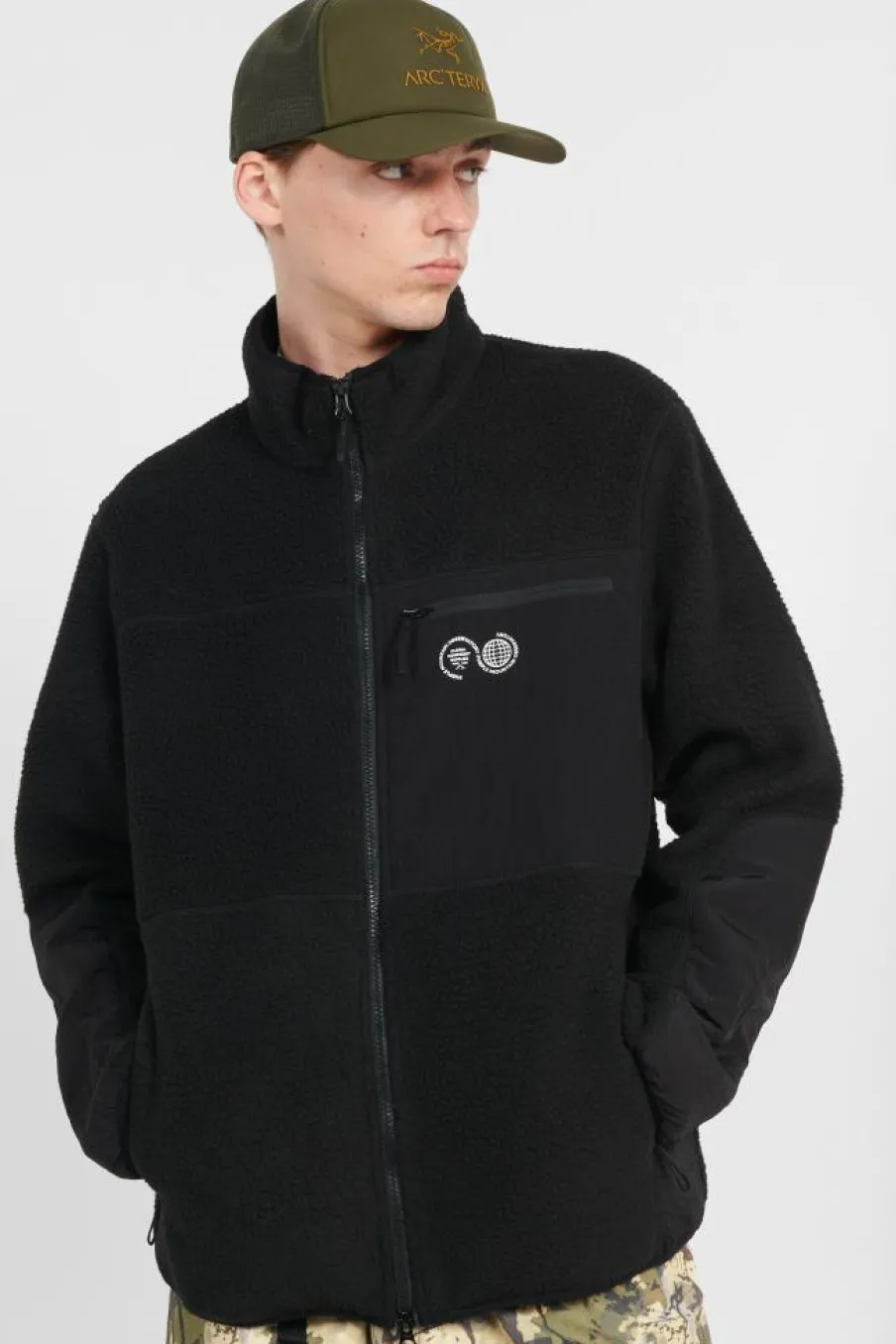 BORG ZIP FLEE - Polaire | Noir*PURPLE MOUNTAIN OBSERVATORY Clearance