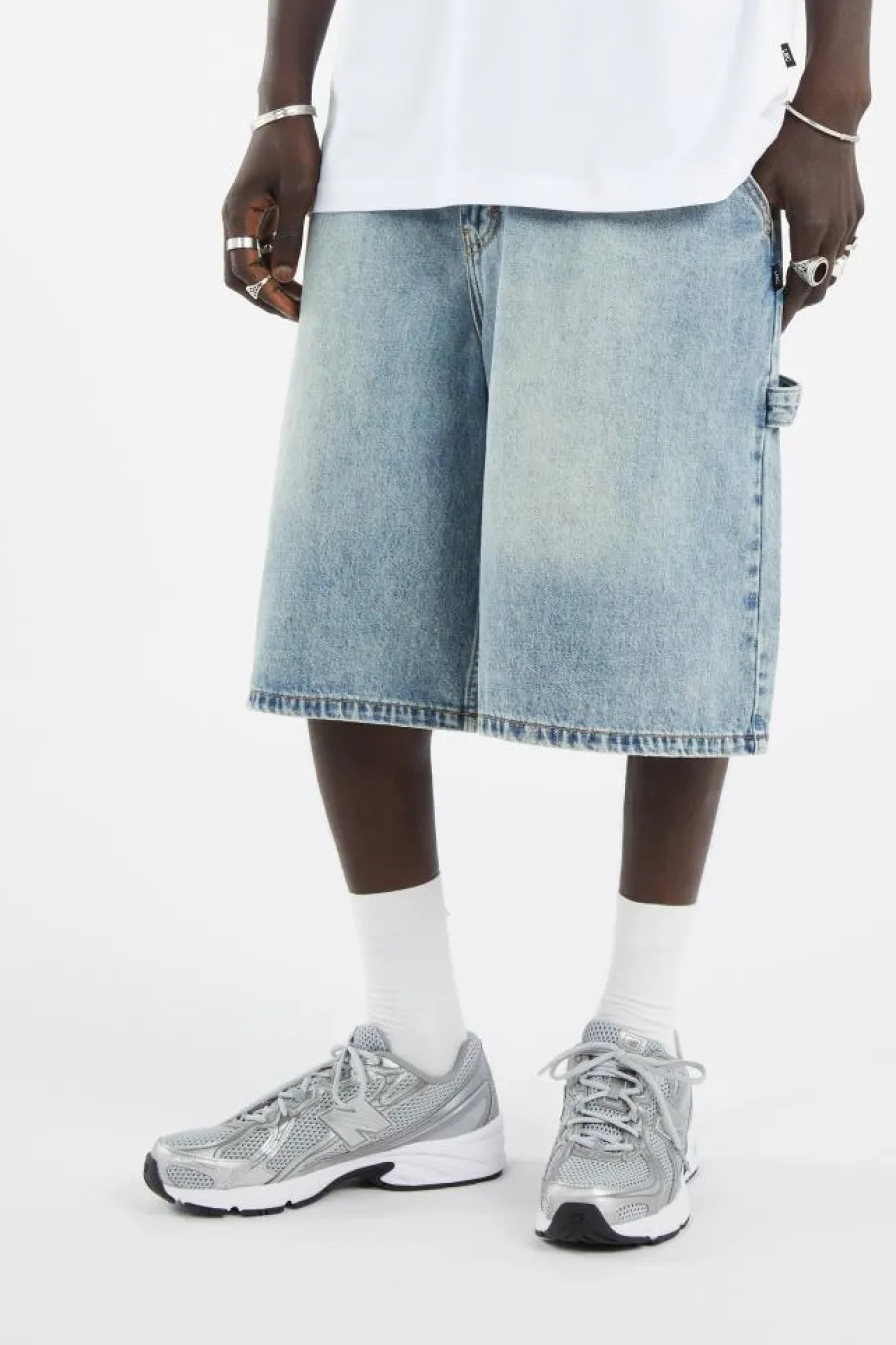 BRUSH WASHED DENIM CARPENTER SHORTS - Short |*LOST MANAGEMENT CITIES Sale