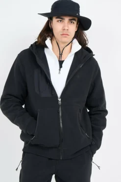 Brushed Fleece Hybrid Hooded Jacket - Polaire | Noir*POLO RALPH LAUREN Sale