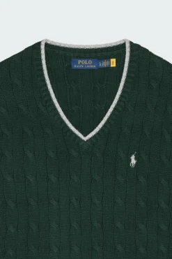 Cable-Knit Cotton Sweater Vest - Pull | Vert*POLO RALPH LAUREN Discount