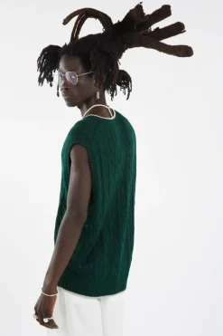 Cable-Knit Cotton Sweater Vest - Pull | Vert*POLO RALPH LAUREN Discount