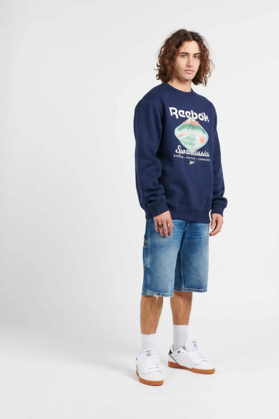 CL COURT SPORT CREW - Sweatshirt | Bleu*REEBOK Hot
