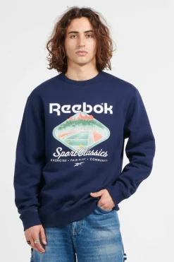 CL COURT SPORT CREW - Sweatshirt | Bleu*REEBOK Hot