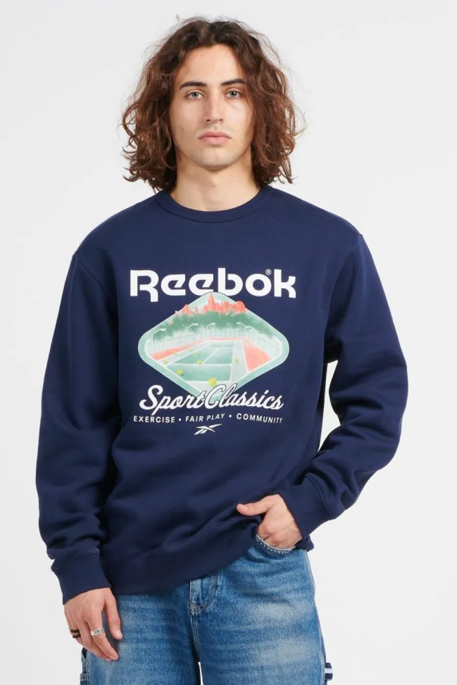 CL COURT SPORT CREW - Sweatshirt | Bleu*REEBOK Hot