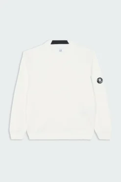 CREW NECK IN DIAGONAL RAISED FLEECE - Sweatshirt | Blanc*C.P. COMPANY