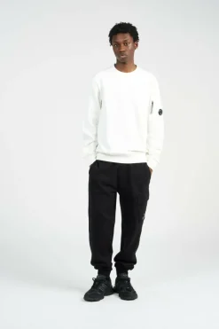 CREW NECK IN DIAGONAL RAISED FLEECE - Sweatshirt | Blanc*C.P. COMPANY