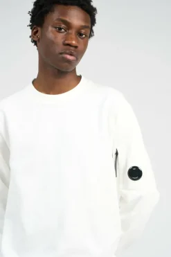 CREW NECK IN DIAGONAL RAISED FLEECE - Sweatshirt | Blanc*C.P. COMPANY