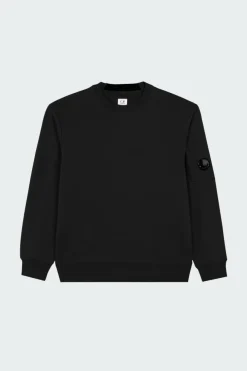 CREW NECK IN DIAGONAL RAISED FLEECE - Sweatshirt | Noir*C.P. COMPANY Online