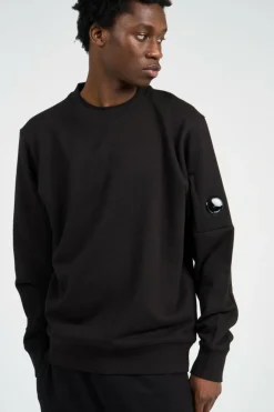 CREW NECK IN DIAGONAL RAISED FLEECE - Sweatshirt | Noir*C.P. COMPANY Online