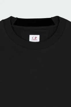 CREW NECK IN DIAGONAL RAISED FLEECE - Sweatshirt | Noir*C.P. COMPANY Online