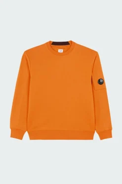 CREW NECK IN DIAGONAL RAISED FLEECE - Sweatshirt | Orange*C.P. COMPANY Online
