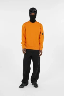 CREW NECK IN DIAGONAL RAISED FLEECE - Sweatshirt | Orange*C.P. COMPANY Online