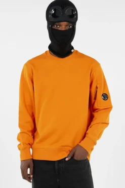 CREW NECK IN DIAGONAL RAISED FLEECE - Sweatshirt | Orange*C.P. COMPANY Online
