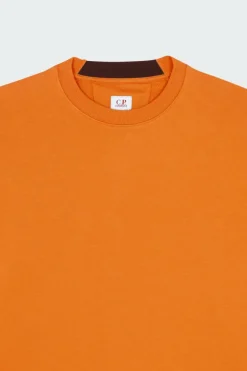 CREW NECK IN DIAGONAL RAISED FLEECE - Sweatshirt | Orange*C.P. COMPANY Online
