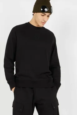 DIAGONAL RAISED FLEECE CREW NECK LOGO - Sweatshirt | Noir*C.P. COMPANY
