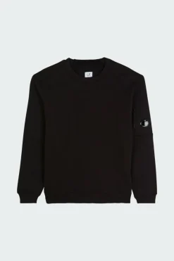 DIAGONAL RAISED FLEECE CREW NECK LENS SWEATSHIRT - Sweatshirt | Noir*C.P. COMPANY Outlet