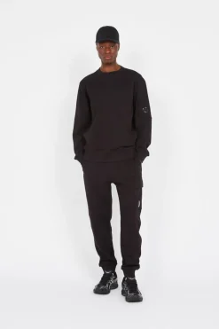 DIAGONAL RAISED FLEECE CREW NECK LENS SWEATSHIRT - Sweatshirt | Noir*C.P. COMPANY Outlet