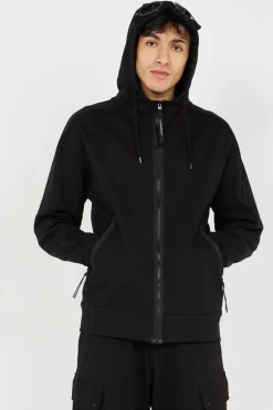 DIAGONAL RAISED FLEECE GOGGLE - Hoodie zippé | Noir*C.P. COMPANY Online