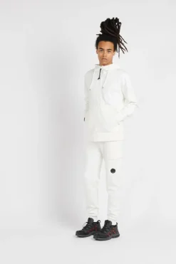 DIAGONAL RAISED FLEECE GOGGLE - Hoodie zippée | Blanc*C.P. COMPANY Clearance