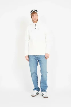 DIAGONAL RAISED FLEECE GOGGLE - Hoodie zippé | Blanc*C.P. COMPANY Sale