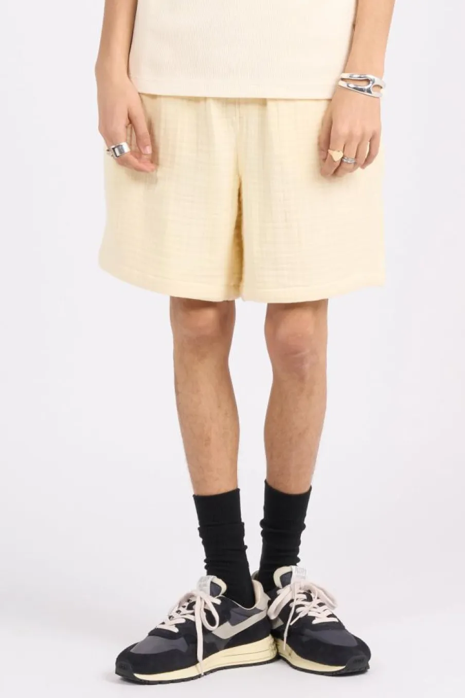 enzi seersucker shorts - Short | Jaune*DAILY PAPER New