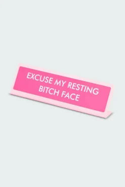 Excuse My Resting Bitch Face Deskplate Sign - Plaque de bureau | Multicolore*FLAMINGO CANDLES Hot