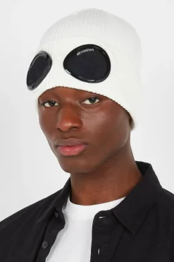 GOGGLE BEANIE - Bonnets | Blanc*C.P. COMPANY Discount