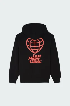 HEART GLOBE HOODIE - Hoodie | Noir*LOST MANAGEMENT CITIES Outlet