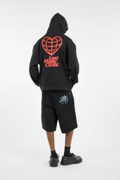 HEART GLOBE HOODIE - Hoodie | Noir*LOST MANAGEMENT CITIES Outlet
