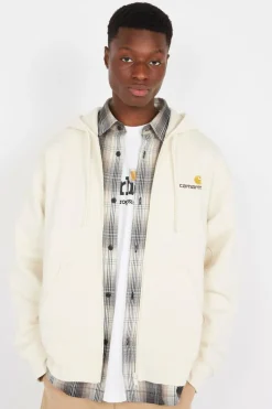 Hooded American Script - Hoodie zippé | Beige*CARHARTT WIP Discount
