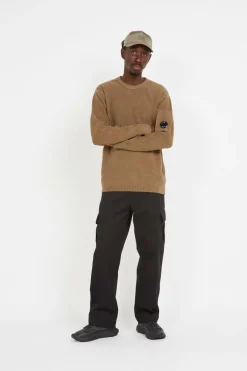 KNITWEAR CREW NECK IN CHENILLE COTTON - Pull | Beige*C.P. COMPANY