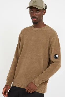 KNITWEAR CREW NECK IN CHENILLE COTTON - Pull | Beige*C.P. COMPANY