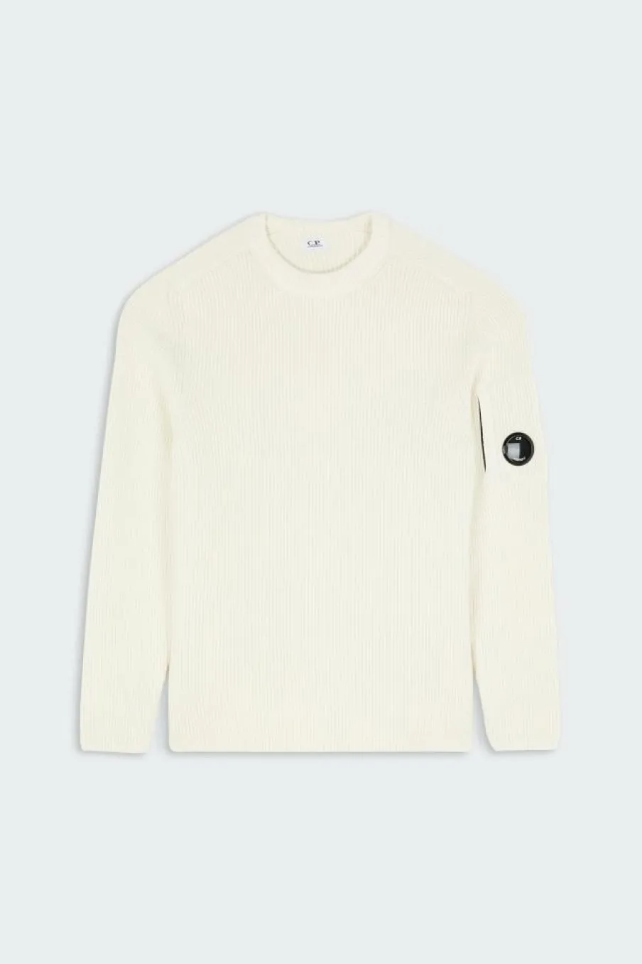 KNITWEAR CREW NECK IN FULL RIB - Pull | Blanc*C.P. COMPANY Online