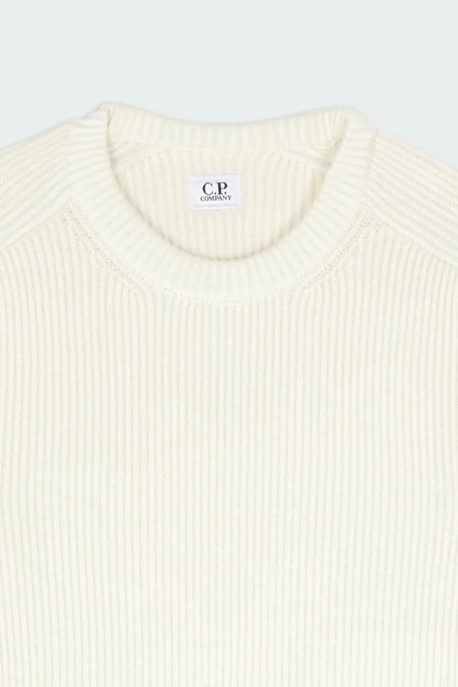 KNITWEAR CREW NECK IN FULL RIB - Pull | Blanc*C.P. COMPANY Online