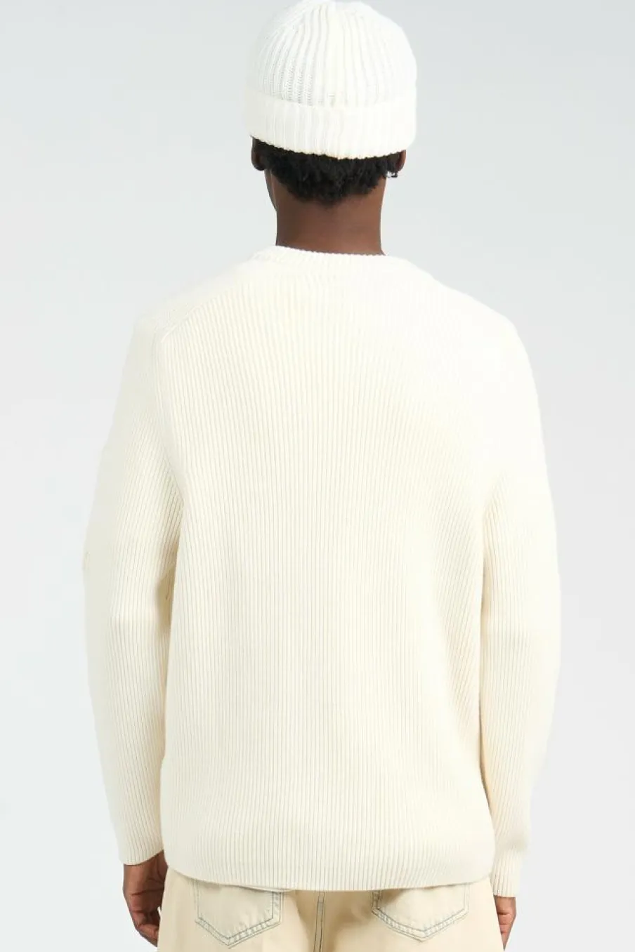 KNITWEAR CREW NECK IN FULL RIB - Pull | Blanc*C.P. COMPANY Online