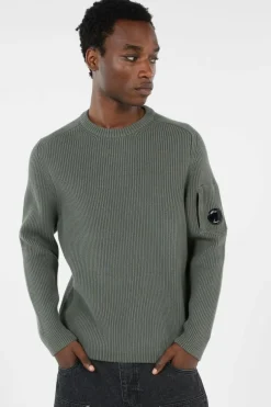 KNITWEAR CREW NECK IN FULL RIB - Pull | Gris*C.P. COMPANY Hot