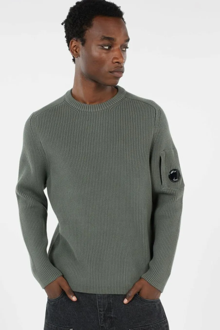 KNITWEAR CREW NECK IN FULL RIB - Pull | Gris*C.P. COMPANY Hot