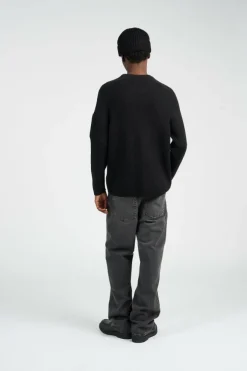 KNITWEAR CREW NECK IN FULL RIB - Pull | Noir*C.P. COMPANY Clearance