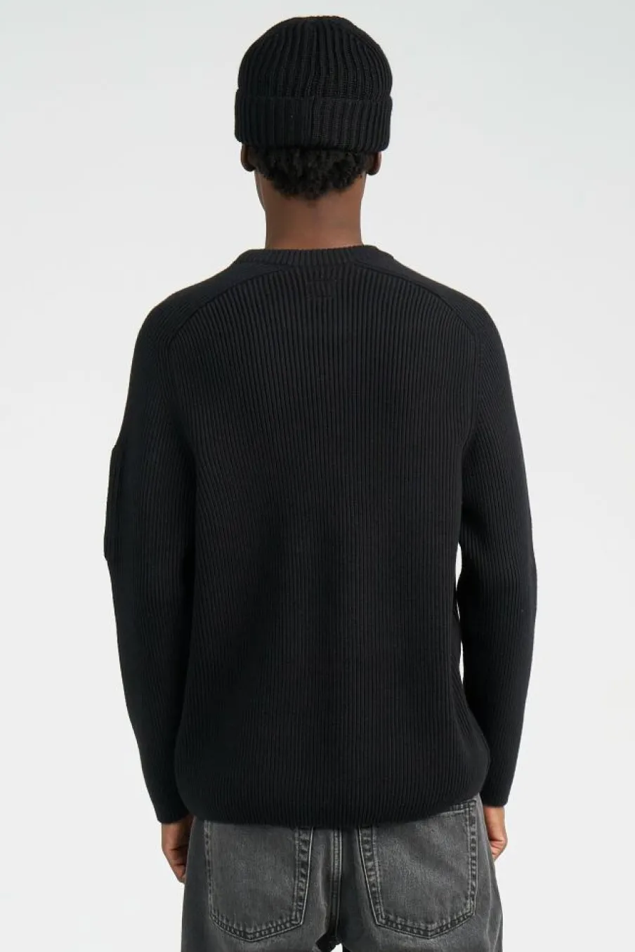KNITWEAR CREW NECK IN FULL RIB - Pull | Noir*C.P. COMPANY Clearance