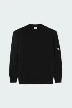 KNITWEAR CREW NECK IN LAMBSWOOL GRS - Pull | Noir*C.P. COMPANY Discount