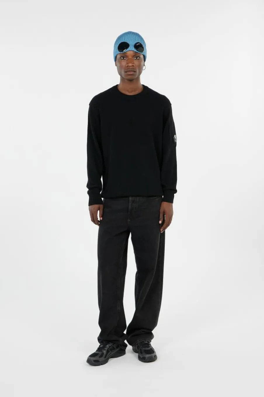 KNITWEAR CREW NECK IN LAMBSWOOL GRS - Pull | Noir*C.P. COMPANY Discount