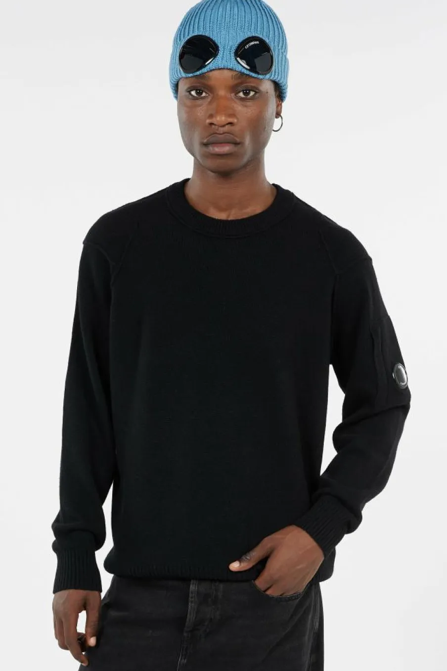 KNITWEAR CREW NECK IN LAMBSWOOL GRS - Pull | Noir*C.P. COMPANY Discount