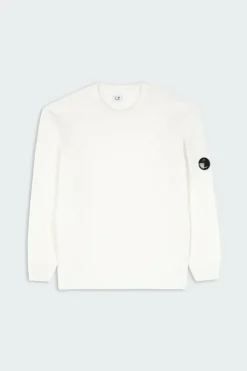 KNITWEAR CREW NECK IN LAMBSWOOL GRS - Pull | Blanc*C.P. COMPANY Hot