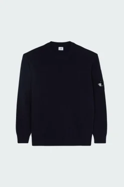 KNITWEAR CREW NECK IN LAMBSWOOL GRS - Pull | Bleu*C.P. COMPANY Hot