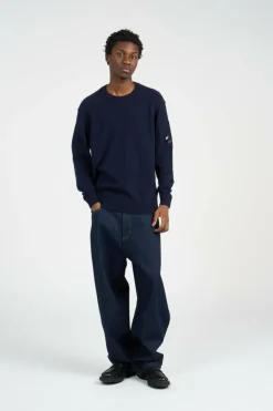 KNITWEAR CREW NECK IN LAMBSWOOL GRS - Pull | Bleu*C.P. COMPANY Hot