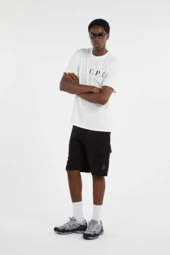LIGHT FLEECE CARGO LENS SHORTS - Short | Noir*C.P. COMPANY Hot