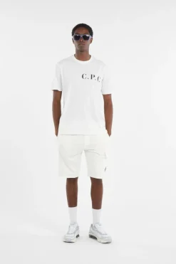 LIGHT FLEECE CARGO LENS SHORTS - Short | Blanc*C.P. COMPANY Clearance